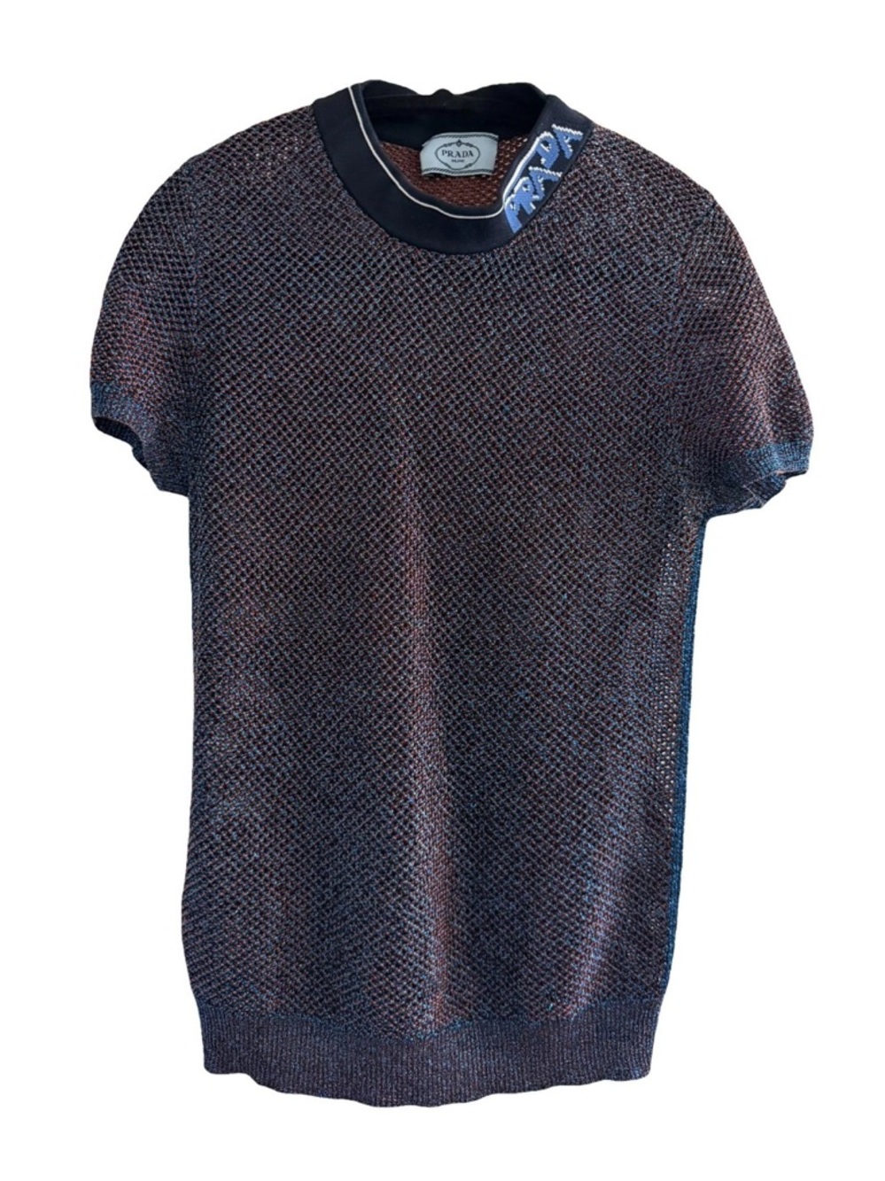 Prada 2018 metallic short sleeve knit sweater